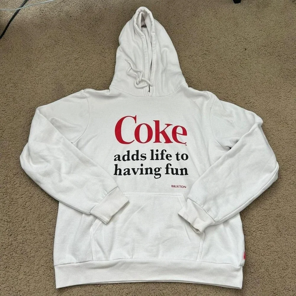 Vintage White Coke x Brixtn hoodie with red accents‎